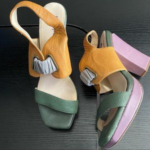 Farylrobin by Anthropologie Colorblock Square Toe & Block Heel Sandal, 10
